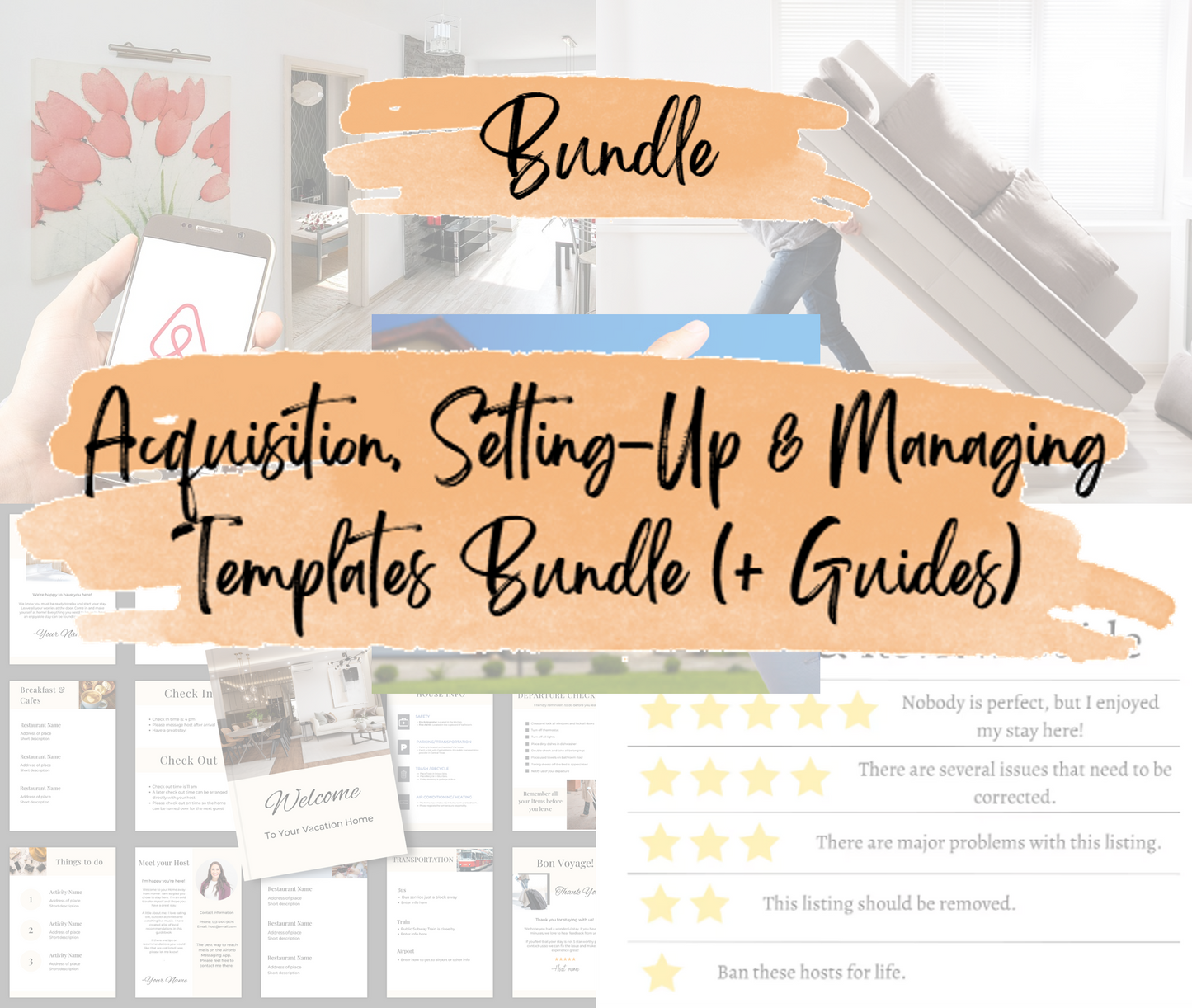 Airbnb & Others: Acquisition, Setting-Up & Managing Templates Bundle (+ Guides)